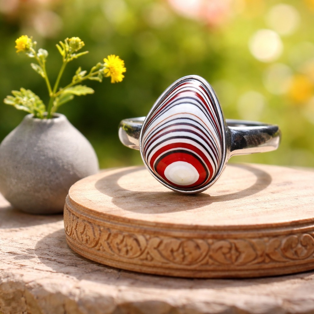 Detroit Fordite Agate Ring - Picture 2 of 13